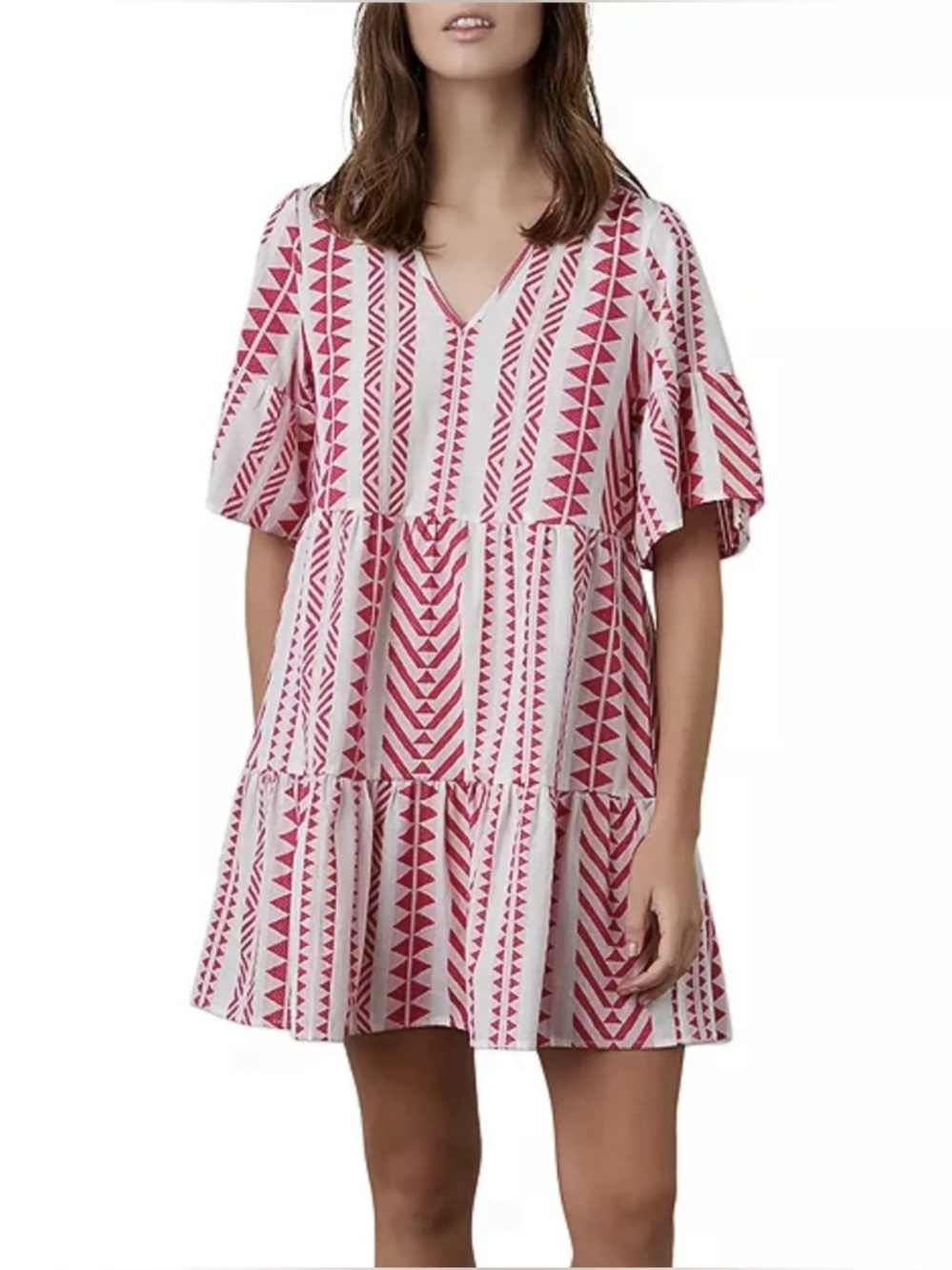 VELVET BY GRAHAM & SPENCER Madeline Tiered Dress - 100% Cotton Pink & White